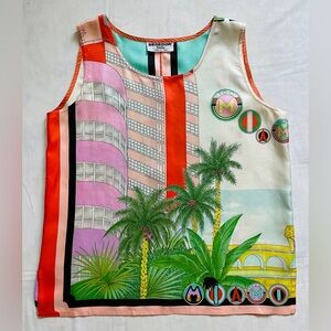 Miami Print Palm Women’s Tank Top - Multicolor acetate - size L